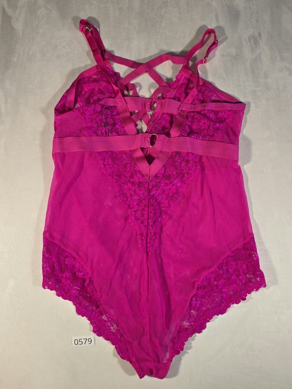 TORRID Floral Lace Strappy Bodysuit - Pink Glow NWOT - Picture 3 of 5